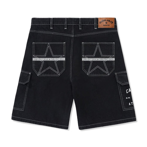 Cash Only Atheltic Denim Shorts - Washed Black - Streetart.fr