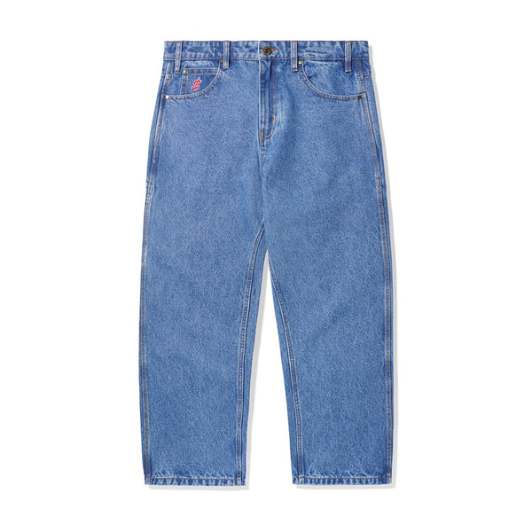 Cash Only Logo Baggy Denim Jeans Pantalon - Washed Indigo - Streetart.fr