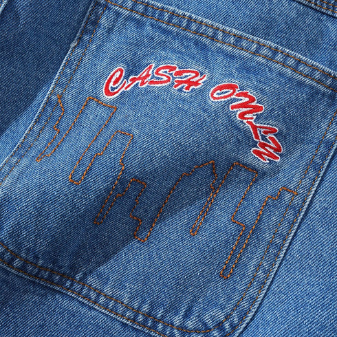 Cash Only Logo Baggy Denim Jeans Pantalon - Washed Indigo - Streetart.fr