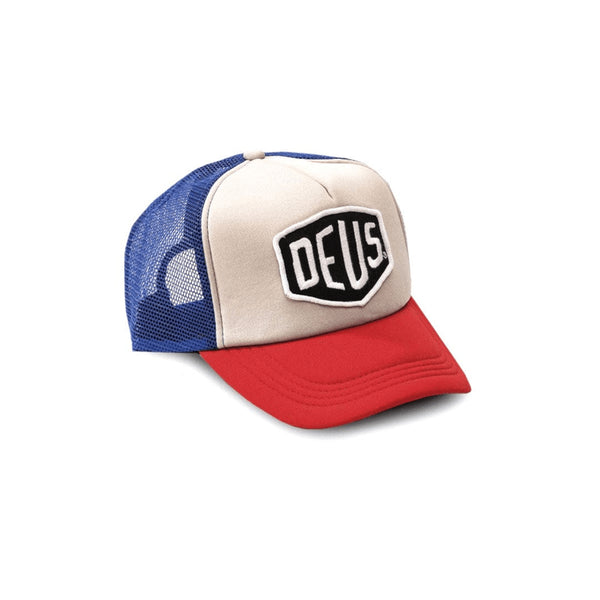 Deus Bayland Trucker Cap Casquette - Blue Red - Streetart.fr