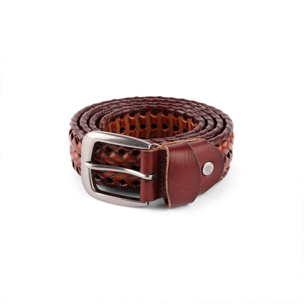Dime Braided Leather Belt Ceinture - Caramel Brown - Streetart.fr