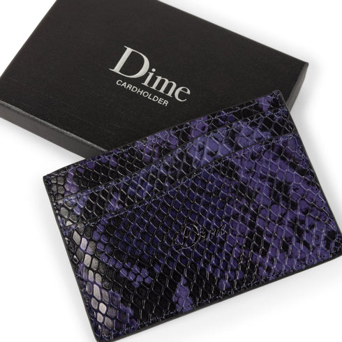 Dime Embossed Leather Cardholder - Purple Snake - Streetart.fr