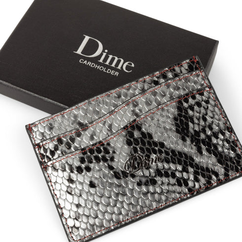 Dime Embossed Leather Cardholder - Silver Snake - Streetart.fr