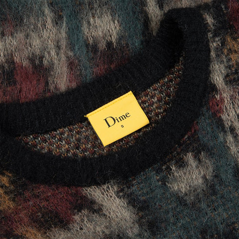 Dime Plaid Mohair Knit Sweatshirt - Black - Streetart.fr