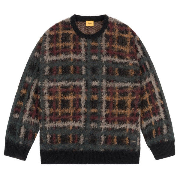 Dime Plaid Mohair Knit Sweatshirt - Black - Streetart.fr