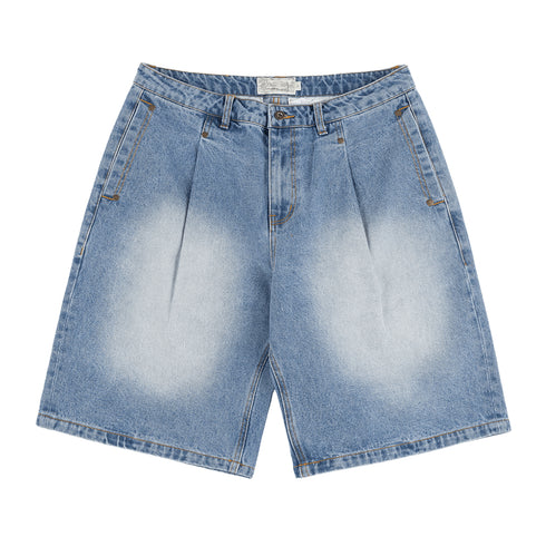 Dime Pleated Denim Short - Blue Washed - Streetart.fr