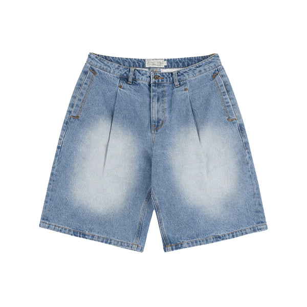 Dime Pleated Denim Short - Blue Washed - Streetart.fr