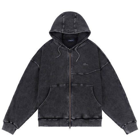 Dime Premium Waffle Zip Hoodie Sweat A Capuche - Faded Black - Streetart.fr