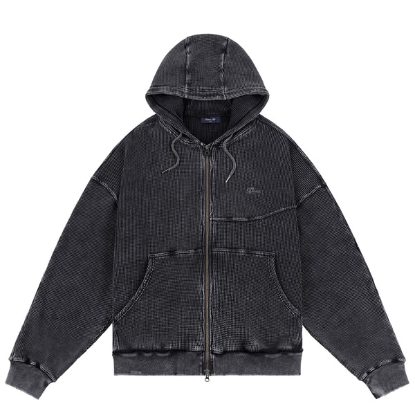 Dime Premium Waffle Zip Hoodie Sweat A Capuche - Faded Black - Streetart.fr
