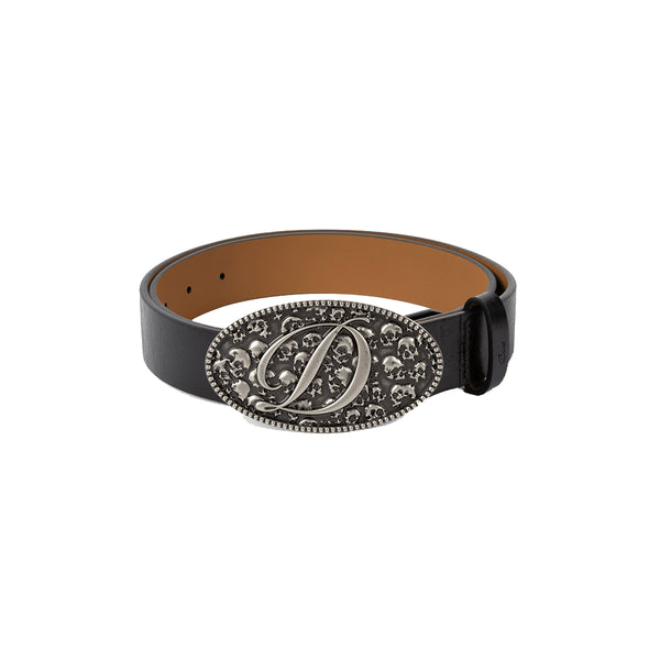 Dime Skull Leather Belt - Black - Streetart.fr