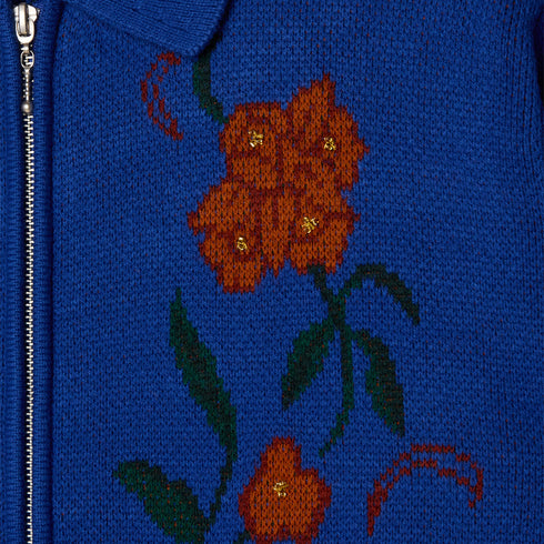 Obey Floral Zip Cardigan Sweatshirt - Surf Blue