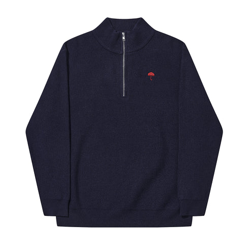 Helas Classic Quarter Zip Knit - Navy - Streetart.fr