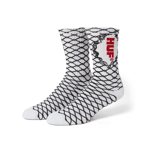 Huf Broken Fence Socks - White - Streetart.fr