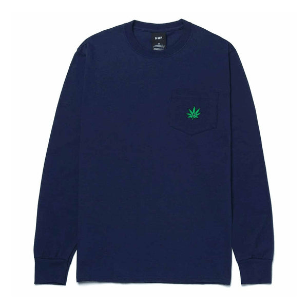Huf Green Buddy Pocket - Navy — t-shirt manches longues