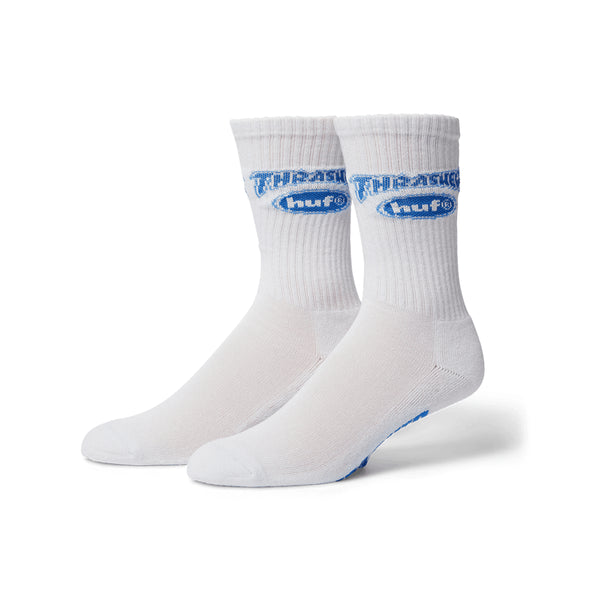 Huf X Thrasher Logo Socks - White - Streetart.fr