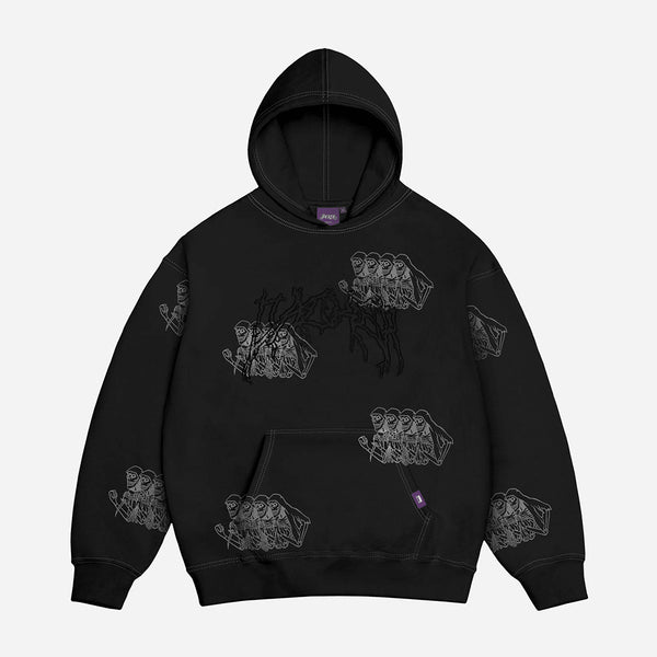 Jacker Skeleton Hoodie - Garment Dyed Black - Streetart.fr