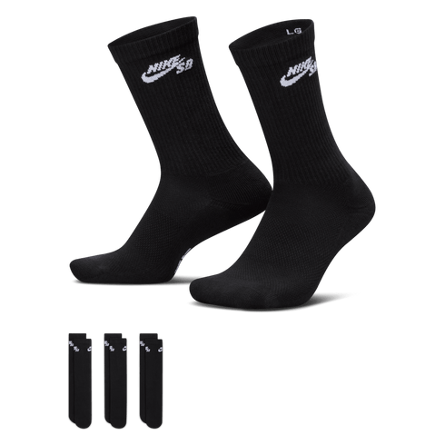 Nike Sb Ed Elvd Sb 3 Pairs Crew Socks - Black / Black / White - Streetart.fr