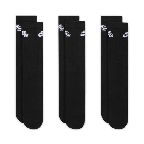 Nike SB Ed Elvd Sb 3 Pairs Crew Socks - Black / Black / White - Streetart.fr