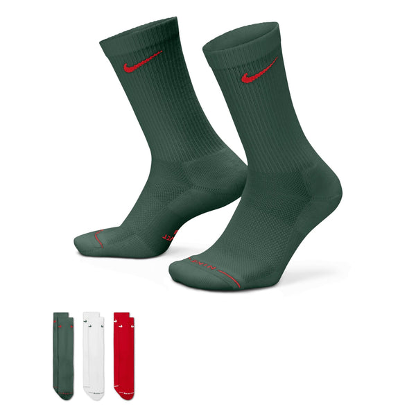 Nike SB Everyday Elevated Crew Socks - Green / White / Red - Streetart.fr