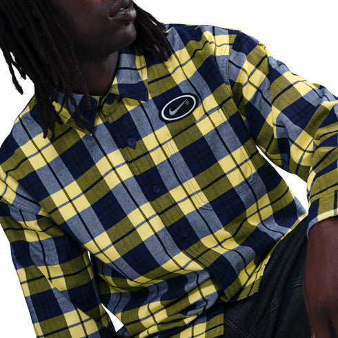 Nike Sb Flannel Koston Ls Shirt Chemise - Midnight Navy / Yellow - Streetart.fr