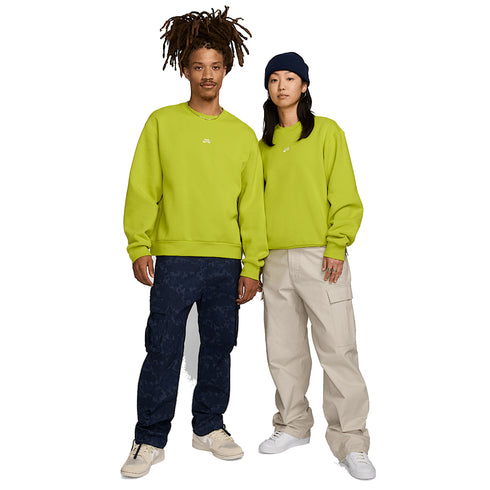 Nike SB Fleece Crew Essential Logo - Bright Cactus / White - Streetart.fr