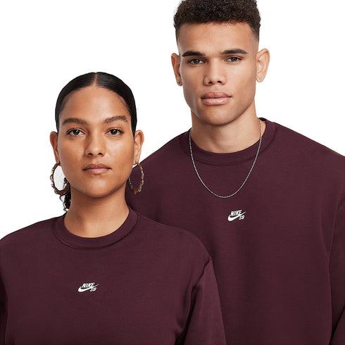 Nike SB Fleece Crew Essential Logo - Burgundy Crush / White - Streetart.fr