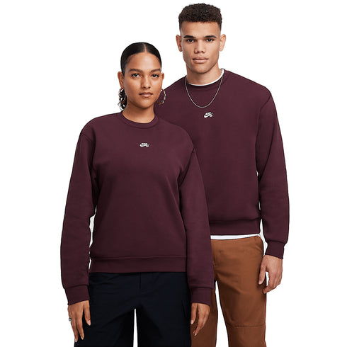 Nike SB Fleece Crew Essential Logo - Burgundy Crush / White - Streetart.fr