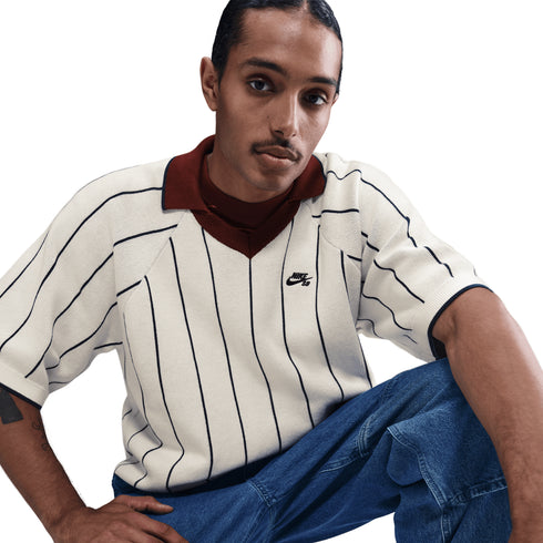 Nike Sb Stripe Ss Polo Sweater - Sail / Midnight Navy / Dark Team Red - Streetart.fr