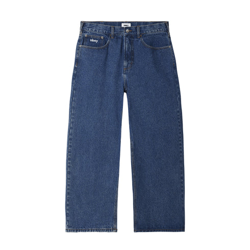 Obey Bigwig Baggy Denim Pant Pantalon - Stone Wash Indigo - Streetart.fr
