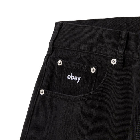 Obey Bigwig Baggy Denim Pant Pantalon - Washed Black - Streetart.fr