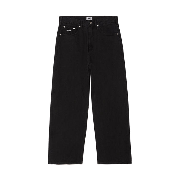 Obey Bigwig Baggy Denim Pant Pantalon - Washed Black - Streetart.fr