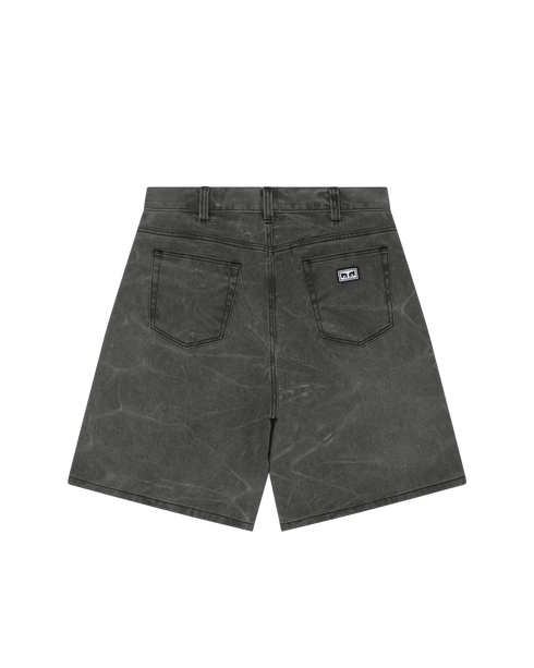 Obey Bigwig Baggy Denim Short - Black Wrinkle Wash - Streetart.fr