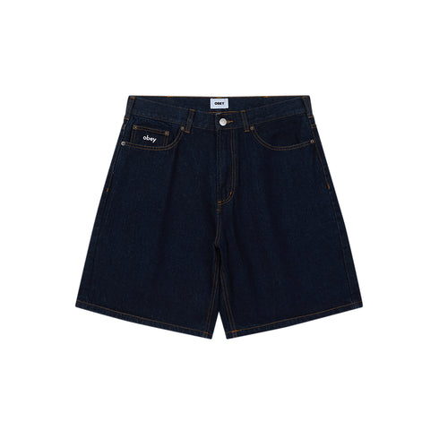 Obey Bigwig Baggy Denim Short - Rinse Indigo - Streetart.fr