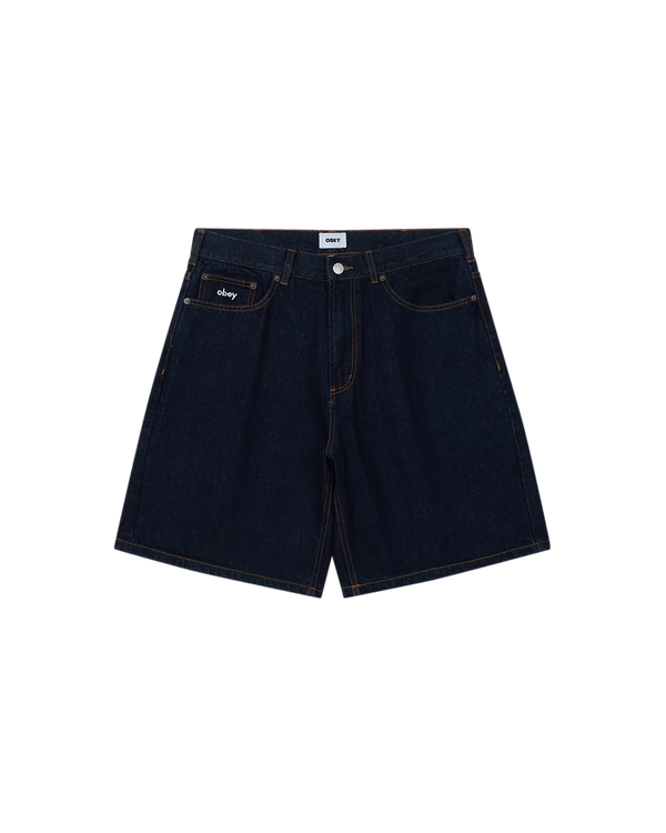 Obey Bigwig Baggy Denim Short - Rinse Indigo - Streetart.fr