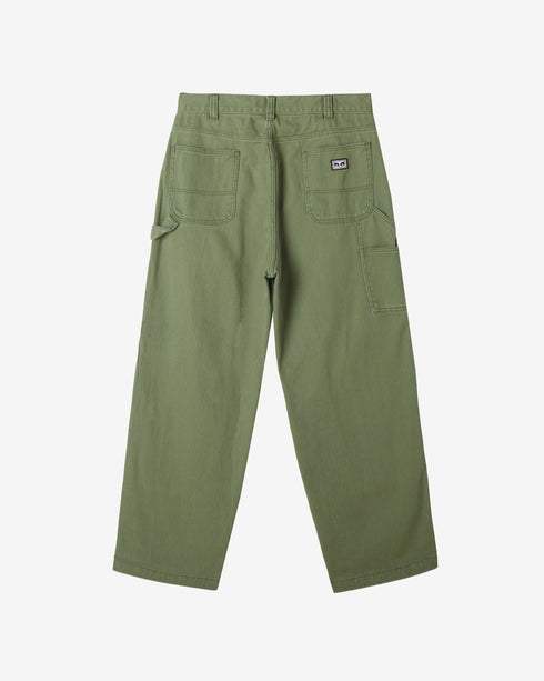 Obey Bigwig Denim Carpenter Pant Duck Green Faded - Streetart.fr