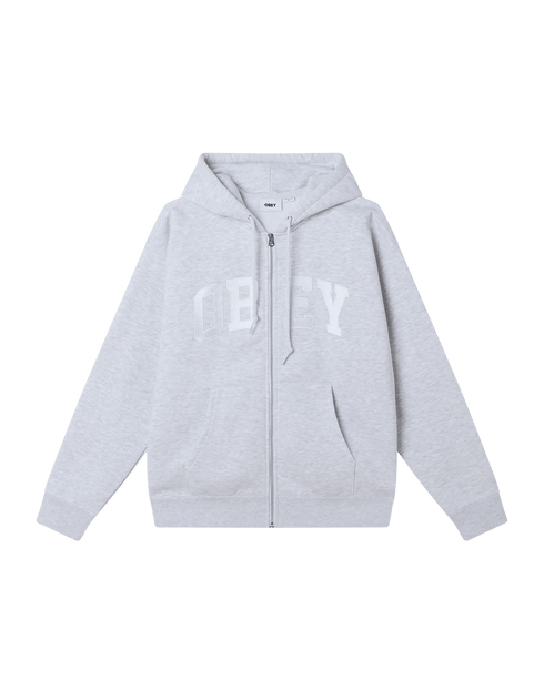 Obey Collegiate Zip Hood Zip - Ash Grey - Streetart.fr