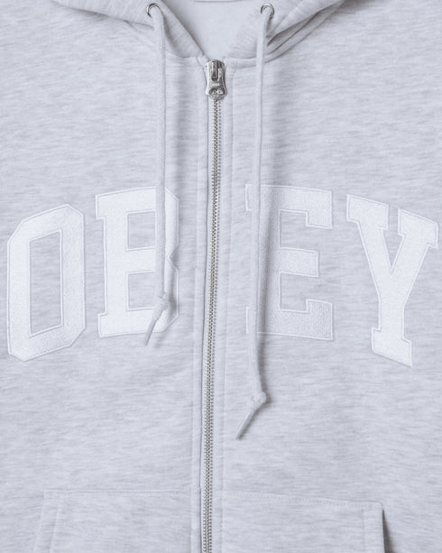 Obey Collegiate Zip Hood Zip - Ash Grey - Streetart.fr