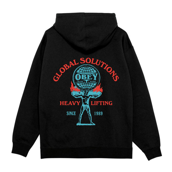 Obey Heavy Lifting Hood - Black - Streetart.fr