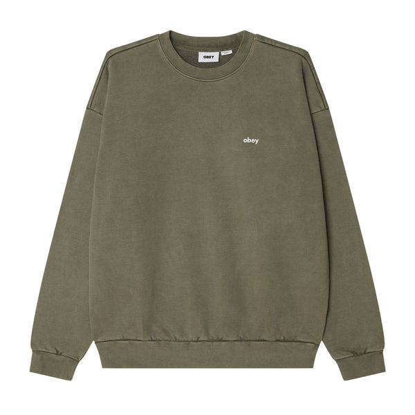Obey Lowercase Pigment Crew Sweatshirt - Pigment Deep Lichen Green - Streetart.fr
