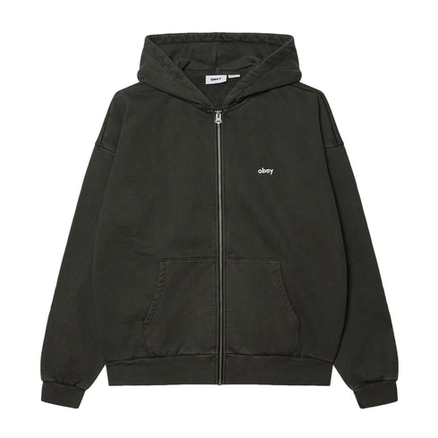 Obey Lowercase Pigment Zip Hood Sweat A Capuche - Pigment Pirate Black - Streetart.fr