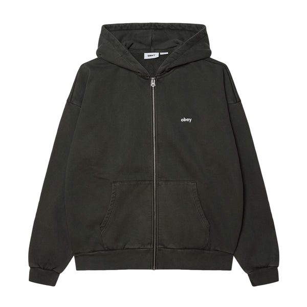 Obey Lowercase Pigment Zip Hood Sweat A Capuche - Pigment Pirate Black - Streetart.fr