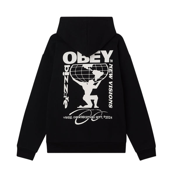 Obey New Vision Extra Heavy Hoodie Sweat A Capuche - Black - Streetart.fr