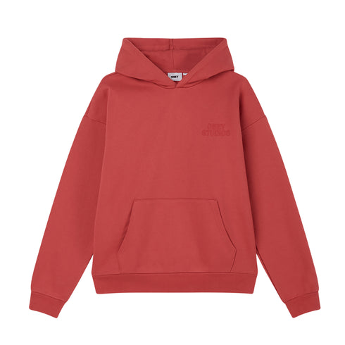 Obey Obey Studios Extra Heavy Hoodie Sweat A Capuche - Mineral Red - Streetart.fr