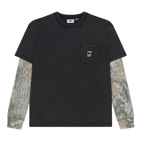 Obey Post 2Fer L/S T-Shirt - Dusty Black / Limo Multi - Streetart.fr