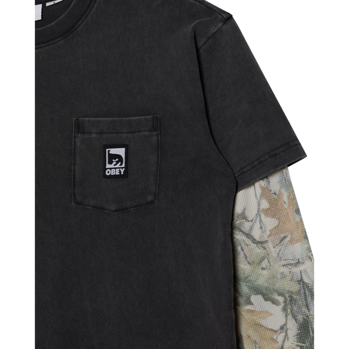 Obey Post 2Fer L/S T-Shirt - Dusty Black / Limo Multi - Streetart.fr