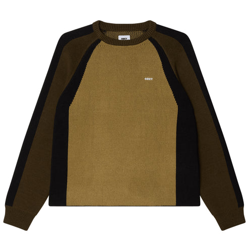 Obey Raglan Crew Neck Sweater Sweatshirt - Mermaid Green Multi - Streetart.fr