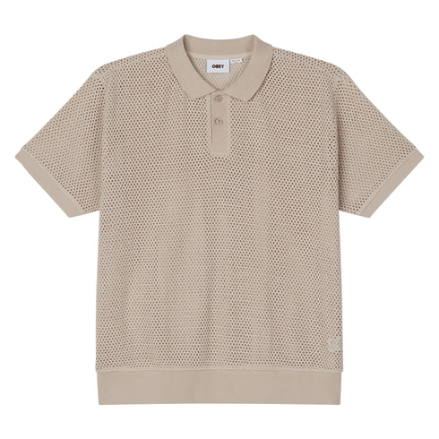 Obey Saratoga Mesh Polo Manches Courtes - Silver Grey - Streetart.fr