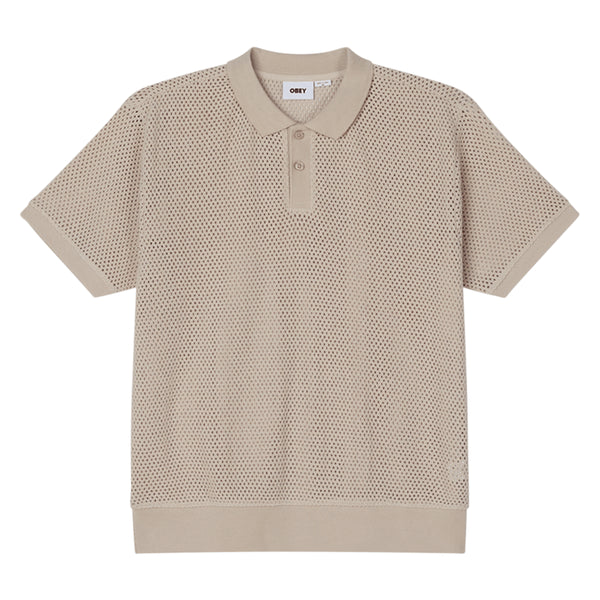 Obey Saratoga Mesh Polo Manches Courtes - Silver Grey - Streetart.fr