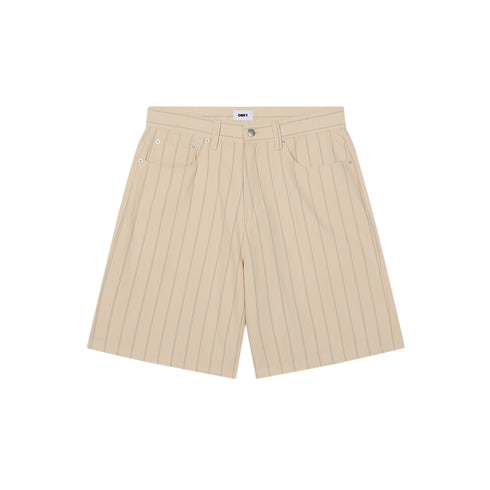 Obey Stripe Baggy Denim Short - Pelican Multi - Streetart.fr
