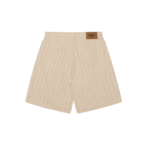 Obey Stripe Baggy Denim Short - Pelican Multi - Streetart.fr